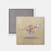 Gelukkige Greyhound Hond Art Magnet (Voorkant / Achterkant)