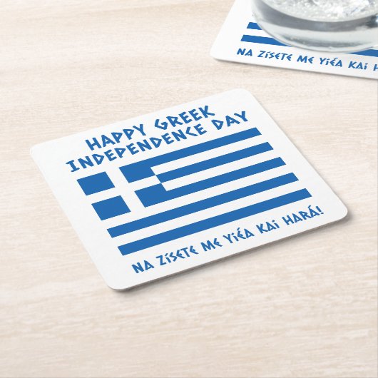 Gelukkige Griekse Onafhankelijkheidsdag Griekse vl Kartonnen Onderzetters (Schuin)