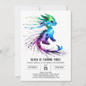 Gelukkige grillige draak digitale meisje verjaarda kaart (Voorkant)