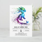 Gelukkige grillige draak digitale meisje verjaarda kaart (Staand voorkant)