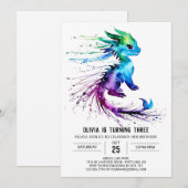 Gelukkige grillige draak digitale meisje verjaarda kaart (Voorkant / Achterkant)