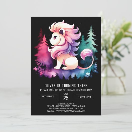 Gelukkige grillige leeuwenverjaardag kaart (Staand voorkant)