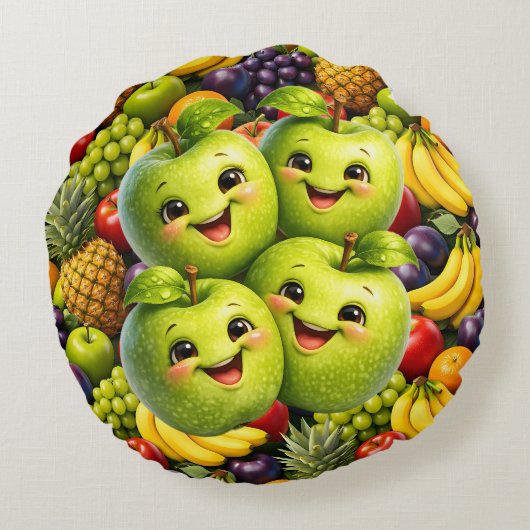 Gelukkige groene appels rond kussen (Achterkant)