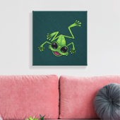Gelukkige Groene Boomkikker Canvas Afdruk (Insitu (Woonkamer))