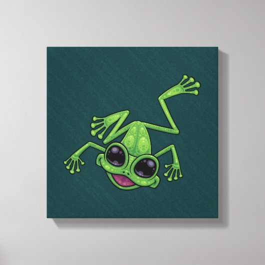 Gelukkige Groene Boomkikker Canvas Afdruk (Voorkant)
