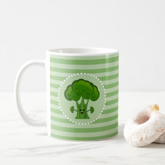 Gelukkige Groene Broccoli Koffiemok (Met donut)