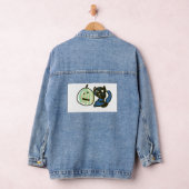 Gelukkige Groene Jack o Lantern Zwarte Kat  Denim Jacket (Hangar)