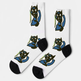 Gelukkige Groene Jack o Lantern Zwarte Kat  Sokken