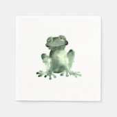 Gelukkige groene kikker witte decoratieve papieren servet (Voorkant)