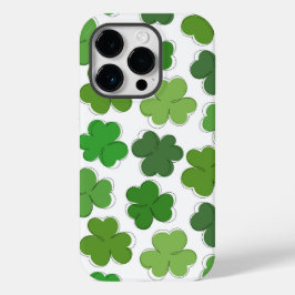Gelukkige groene klaver. Omtrek shamrock. Case-Mate iPhone 14 Pro Hoesje