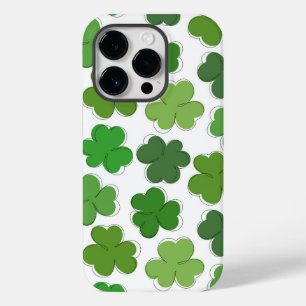 Gelukkige groene klaver. Omtrek shamrock. Case-Mate iPhone 14 Pro Hoesje