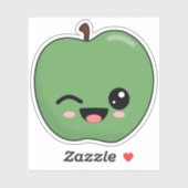 Gelukkige Groene Knipogende Appel Sticker (Vel)
