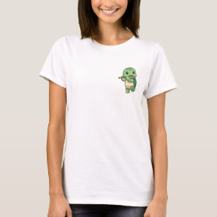 Gelukkige Groene Schildpad die Houten Fluit Instru T-shirt