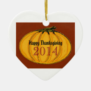 GELUKKIGE groene witte jGibney van de THANKSGIVING Keramisch Ornament