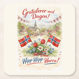 Gelukkige Grondwetdag Noorwegen - 17 Mei Syttende Kartonnen Onderzetters