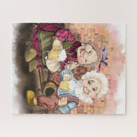 Gelukkige grootmoeder en grootvader Puzzle Legpuzzel (Horizontaal)