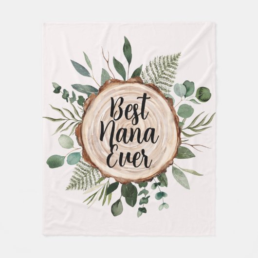 Gelukkige Grootouders Dag Rustiek Hout en Foliage Fleece Deken (Voorkant)