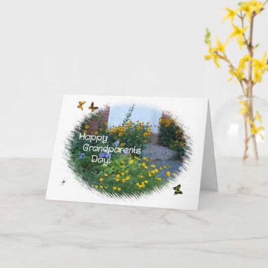 Gelukkige grootouders dag-tuin bloemen kaart (Gele Bloem)