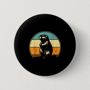Gelukkige Ground Hog-dag Retro Groundhog-vakantie Ronde Button 5,7 Cm