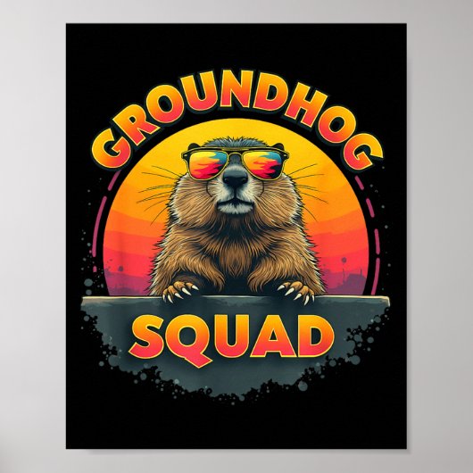 Gelukkige Groundhog-dag 2025 - Leuke Groundhog Squ Poster (Voorkant)