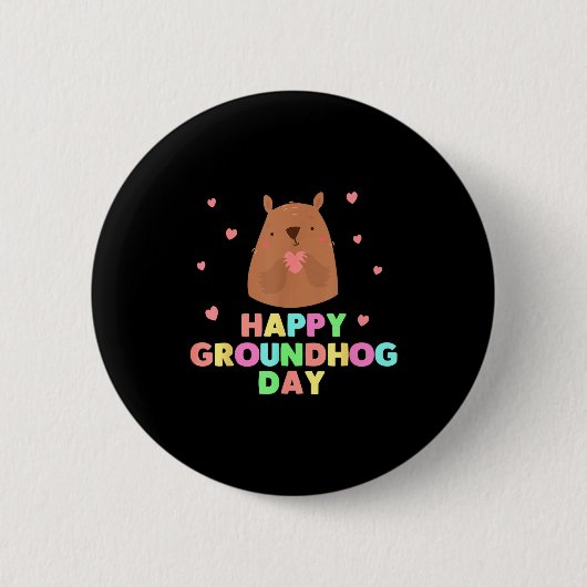 Gelukkige Groundhog-dag Grappige Cute Ground Hog D Ronde Button 5,7 Cm (Voorkant)