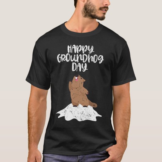 Gelukkige Groundhog Dag Grappige Winter Celebratio T-shirt (Voorkant)