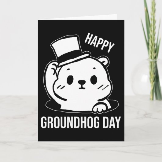 Gelukkige Groundhog-dag lijnkunst Kaart (Voorkant)