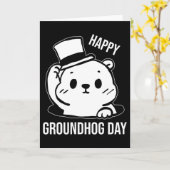 Gelukkige Groundhog-dag lijnkunst Kaart (Gele Bloem)