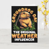 Gelukkige Groundhog-dag Weer Invloedrijke Groundho Kaart (Gele Bloem)