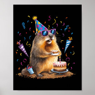 Gelukkige Groundhog Day 12 feb grondhoeder met ver Poster