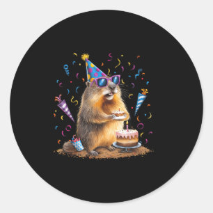 Gelukkige Groundhog Day 12 feb grondhoeder met ver Ronde Sticker