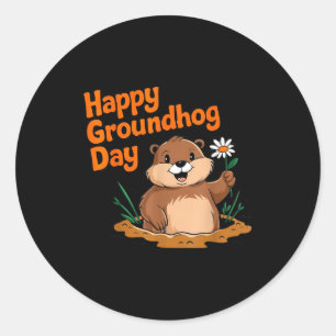 Gelukkige Groundhog Day 2025 Bijpassende Familie G Ronde Sticker