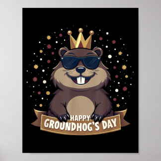 Gelukkige Groundhog Day 2025 Grappige Bosmarmot  Poster