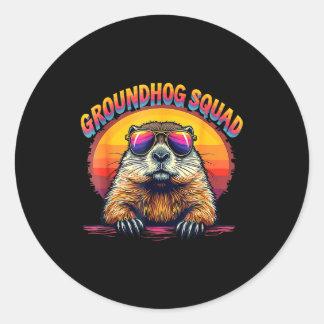 Gelukkige Groundhog Day 2025 Grappige Groundhog Sq Ronde Sticker