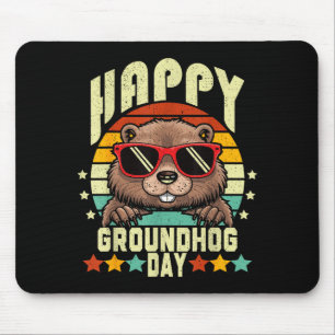 Gelukkige Groundhog Day 2025 Grappige Retro Marmot Muismat