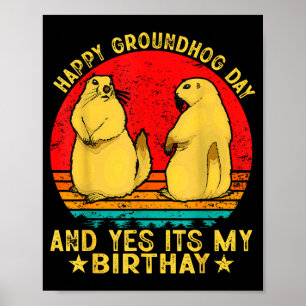 Gelukkige Groundhog Day 2025 Grappige Retro Marmot Poster