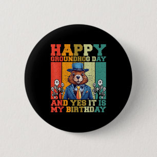 Gelukkige Groundhog Day 2025 Grappige Retro Marmot Ronde Button 5,7 Cm