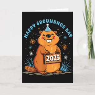 Gelukkige Groundhog Day 2025 Kinderen Peuter Manne Kaart