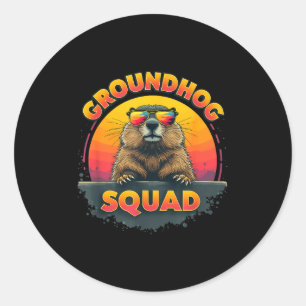 Gelukkige Groundhog Day 2025 - Leuke Groundhog Squ Ronde Sticker