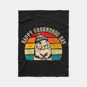 Gelukkige Groundhog Day 2025 Woodchuck Vintage Fleece Deken