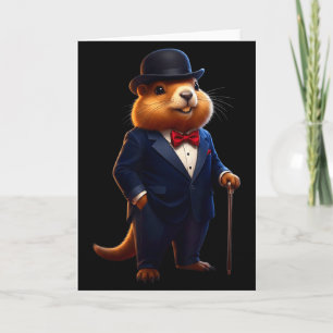Gelukkige Groundhog Day 2026 Groundhog Herenhoed _ Kaart