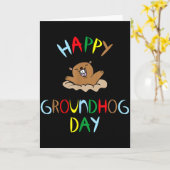 Gelukkige Groundhog Day 2026 Kaart (Gele Bloem)