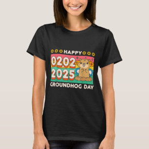 Gelukkige Groundhog Day 2 februari 2025 Retro Zons T-shirt