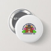Gelukkige Groundhog Day 2 februari Mannen Vrouwen  Ronde Button 5,7 Cm (Voorkant /achterkant)