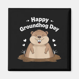 Gelukkige Groundhog Day Grappige Cute Ground Hog D Magneet
