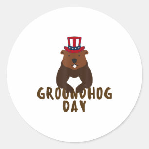 Gelukkige Groundhog Day Grappige Groundhog Day Ronde Sticker