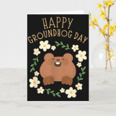 Gelukkige Groundhog Day - Grappige Viering  Kaart (Gele Bloem)