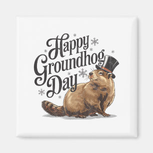 Gelukkige Groundhog Day Grond Eekhoorn Dierenkostu Magneet