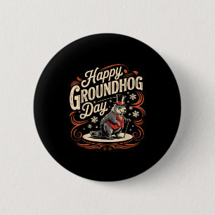 Gelukkige Groundhog Day Grond Eekhoorn Dierenkostu Ronde Button 5,7 Cm
