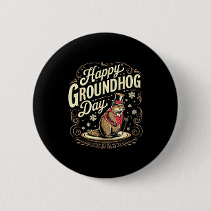 Gelukkige Groundhog Day Grond Eekhoorn Dierenkostu Ronde Button 5,7 Cm